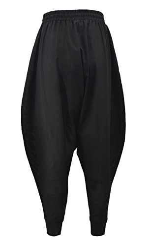 PACEIADTA Men Elastic Waist Harem Pants Loose Drawstring Drop Crotch Trousers (3X-Large, White-2)
