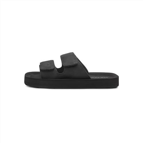 Volcom Women's Squared Platform Velcro Strap Slide Sandal, Black, 5