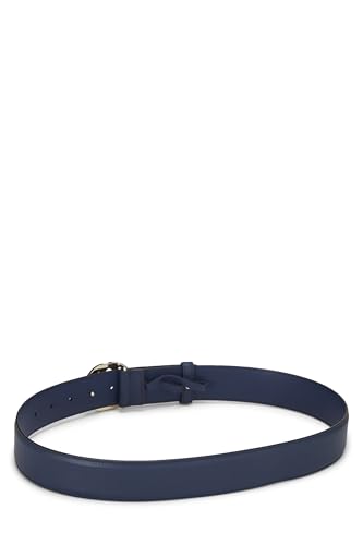 Gucci, Pre-Loved Navy Leather Interlocking GG Belt, Navy