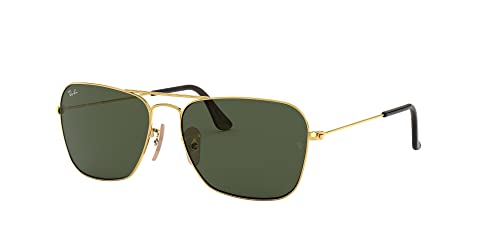 Ray-Ban RB3136 Caravan Square Sunglasses, Gold Havana/G-15 Green, 55 mm