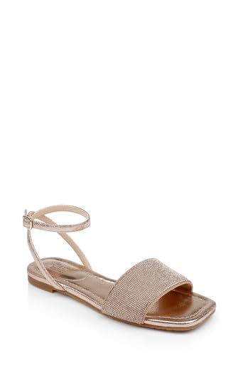 Jewel Badgley Mischka Hadley Flat Sandals with Ankle Strap
