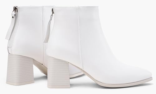 Jeossy Women's 9635 Chunky Heeled Ankle Boots | Black Pointed Toe Stacked Block Heel Booties with Zipper Size 6.5(DJY9635 Black 06.5)