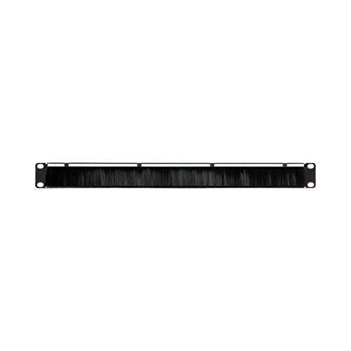 NavePoint 1U Rack Mount Cable Management Panel with Tidy Brush Slot for Cable Entry for 19-Inch Rack Or Cabinet Black