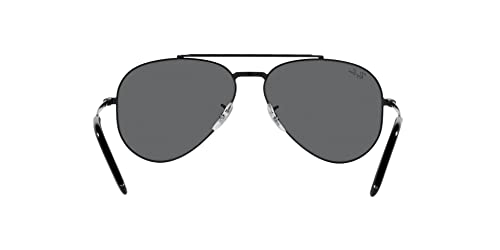 Ray-Ban RB3625 New Aviator Sunglasses, Black/Dark Grey, 55 mm