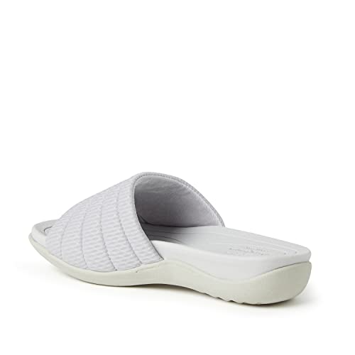 Dearfoams Women's Original Comfort Emma Slip on Slide Sandal with Arch Support, Silver, 6