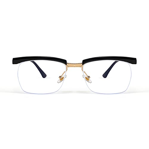 FEISEDY Retro Semi-Rimless Blue Light Blocking Glasses for Men Women Vintage Half Glasses Frame Horn Rimmed Eyeglasses B2883