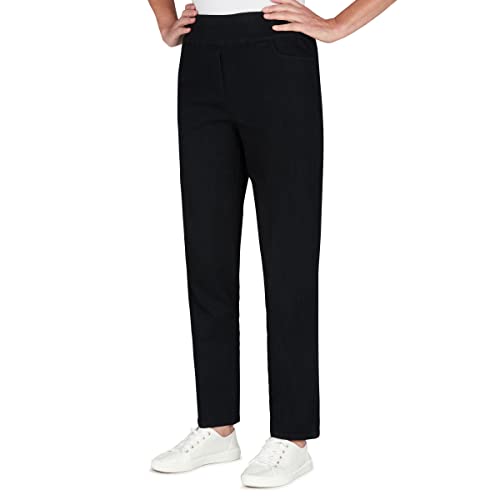 Alfred Dunner Womens Super Stretch Mid-Rise Short Length Pant, Black, Size 8