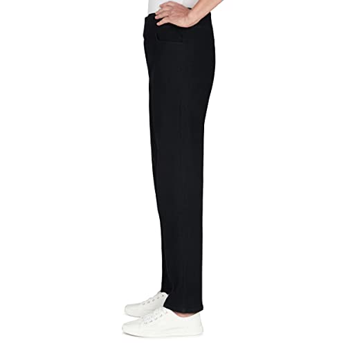 Alfred Dunner Womens Super Stretch Mid-Rise Short Length Pant, Black, Size 8