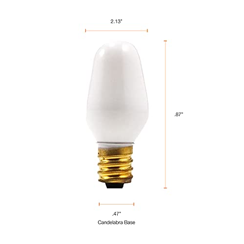 SYLVANIA Incandescent 4W C7 Night Light Bulb, E12 Candelabra Base, 15 Lumens, Frosted Finish, 2850K, White - 4 Pack (13553)
