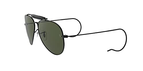 Ray-Ban RB3030 Outdoorsman I Aviator Sunglasses, Black/G-15 Green, 58 mm