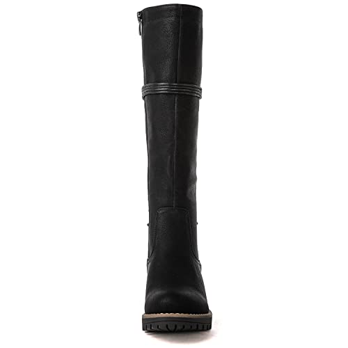 GLOBALWIN Women’s Black Lace Up Back Boots Knee High Boots Fashion Boots For Women 11M
