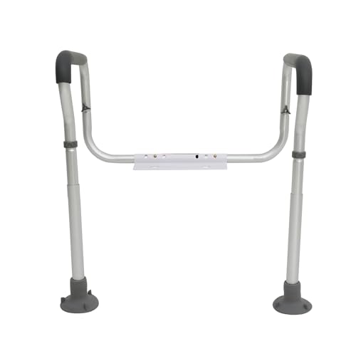 VEVOR Toilet Safety Rail, Bathroom Toilet Seat Safety Frame, Adjustable Width & Height Fit Most Toilets, 300lbs Capacity, Medical Toilet Handles with Padded Armrests for Handicap, Elderly, Disabled