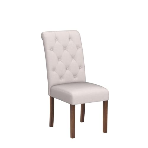 Tufted Dining Chairs Set of 6, Upholstered Parsons Dining Room Chairs, Fabric Kitchen Side Chair with Wood Legs, Floral