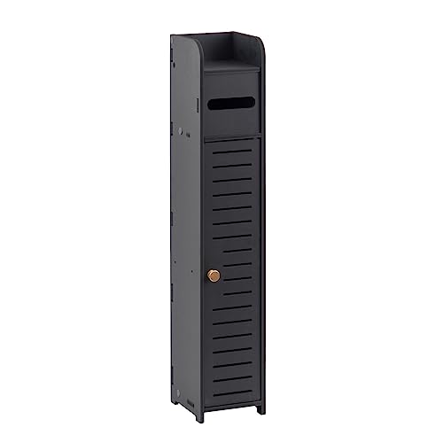 AOJEZOR Small Bathroom Storage Cabinet: Bathroom Storage Cabinet for Small Space-Toilet Paper Cabinet Fit for Small Roll,Black