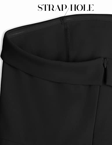 ZESICA Women's 2024 Strapless Jumpsuit Casual Off Shoulder High Waist Wide Leg Side Slit Long Romper Playsuits with Pockets,DarkGreen,Small