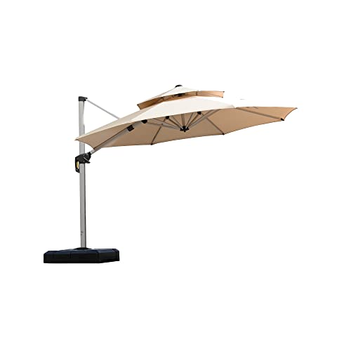 PURPLE LEAF 10 Feet Patio Umbrella Outdoor Round Umbrella Large Cantilever Umbrella Windproof Offset Heavy Duty Sun for Garden Deck Pool Patio, Beige