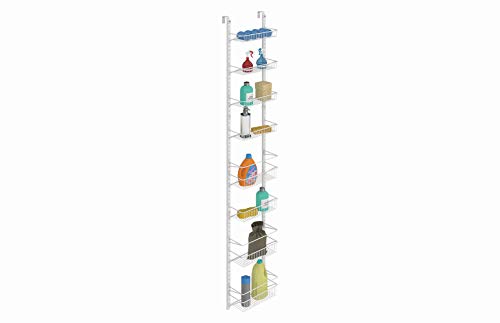 ClosetMaid Adjustable Organizer Rack with Baskets Wall or Over Door Mount, for Kitchen, Pantry, Utility Room, Closet, 12 in. W, White Finish, Inch