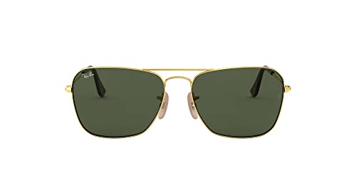 Ray-Ban RB3136 Caravan Square Sunglasses, Gold Havana/G-15 Green, 55 mm