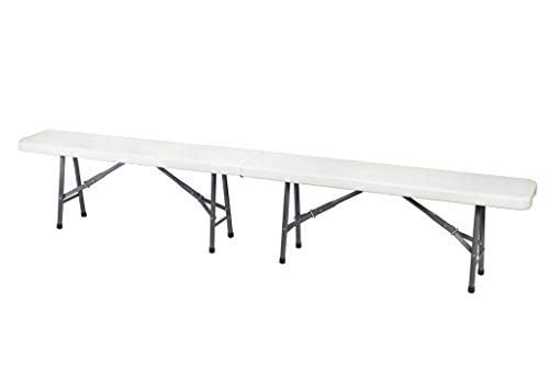 Ontario Furniture 6' Foot Extra Sturdy 4 Legged Plastic Bench | Double Strength Frame and Foldable for Compact Storage | for Indoor/Outdoor Use