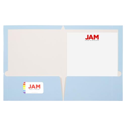 JAM PAPER Laminated Two Pocket Glossy School Folders - Letter Size - High Gloss White - 6/Pack