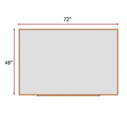 Universal Dry Erase Marker Board, Melamine, 72 x 48, Oak Wood Frame