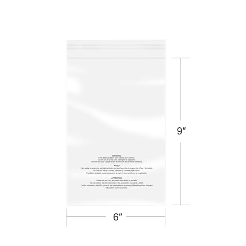 iMailer - 200 Pcs - 6" x 9", Clear Poly Bags with Suffocation Warning Self Seal 1.6 Mil for A7 A8 A9 Cards & Envelopes, Bakery, Cookies, Candies-Permanent Glue