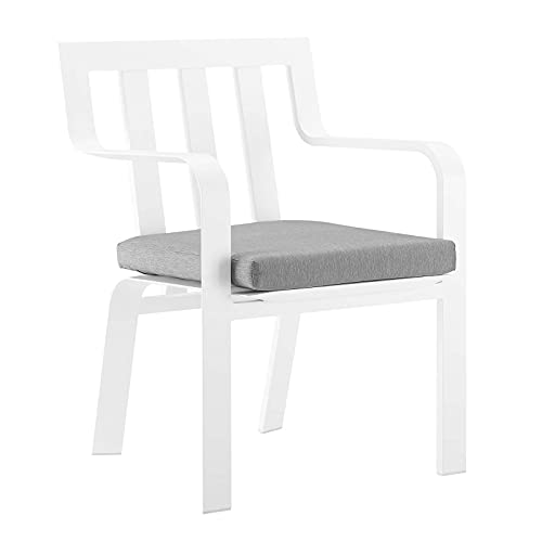 Modway Baxley Outdoor Patio Stackable Aluminum Dining Chair in White Gray