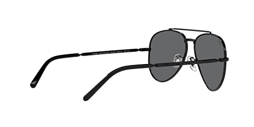 Ray-Ban RB3625 New Aviator Sunglasses, Black/Dark Grey, 55 mm