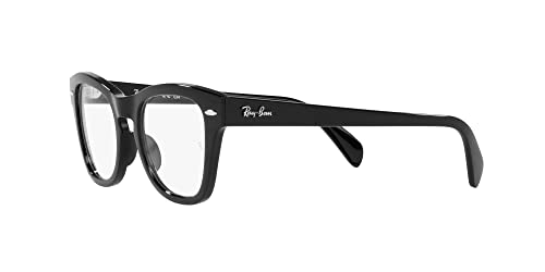 Ray-Ban RX0707V Square Prescription Eyewear Frames, Black/Demo Lens, 48 mm