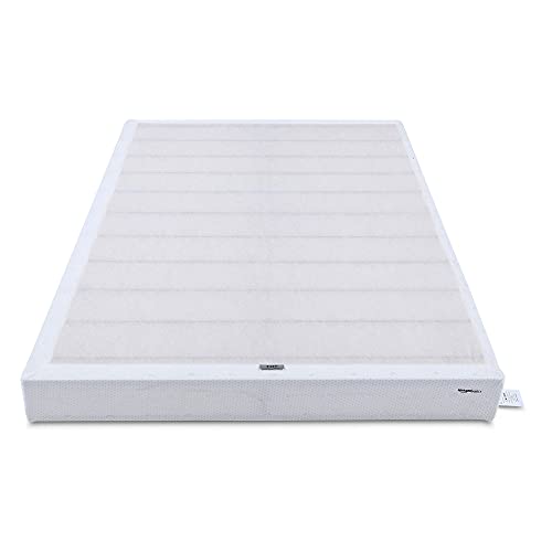 Amazon Basics Smart Box Spring Bed Base, 5 Inch Mattress Foundation, Tool-Free Easy Assembly, Twin, 74"L x 38"W x 5"H, White