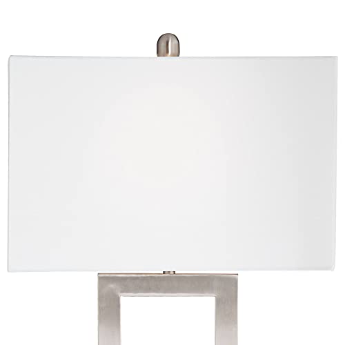 360 Lighting Todd Modern Table Lamp with Hotel Style USB and AC Power Outlet in Base 30" Tall Brushed Nickel Rectangle White Shade for Living Room Bedroom House Bedside Nightstand Home