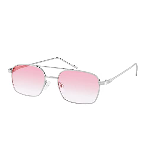 FEISEDY Fashion Square Aviator Sunglasses Women Men Trendy Retro Metal Frame Sun Glasses Candy Color Lens B1036