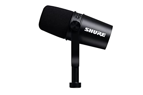 Shure MV7 USB Microphone for Podcasting, Recording, Live Streaming & Gaming, Built-in Headphone Output, All Metal USB/XLR Dynamic Mic, Voice-Isolating Technology, TeamSpeak & Zoom Certified – Black