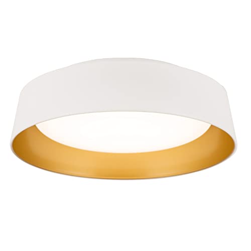 Flynix 12.5 Inch LED Flush Mount Ceiling Light Fixture, 26W, Super Bright 1350 Lumen, 3 Color 3000K/4000K/5000K, Matt White with Gold Inside, Dimmable Ceiling Lamp for Bedroom Hallway Bathroom Outdoor