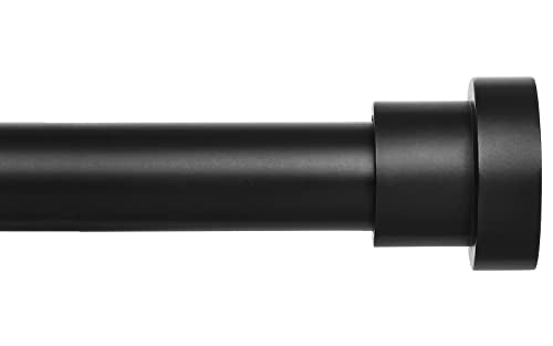 Briofox Black Curtain Rods for Windows 28 To 48 Inch-1 Inch Heavy Duty Adjustable Curtain Rod With Modern Decortive End Cap Finials WIth Brackets【NOT TENSION ROD】