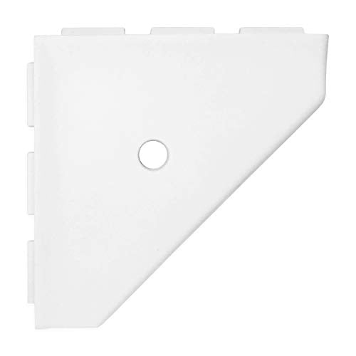 Questech Decor Shower Shelf, 8" Corner Shower Shelf for Inside Shower - Lugged for New Construction, Shower Organizer for Tiled Walls, Corner Shower Caddy, Geo Lugged, Bright White Matte