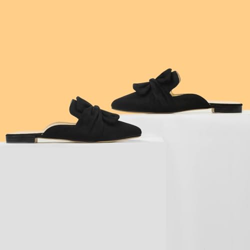 MUSSHOE Women Mules: Pointed Toe Flats - Comfortable Slip on Work Loafers for Professional Woman Aged 25-40 Casual Classic Dressy 2025, Nude Suede 11