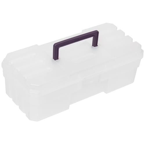 Akro-Mils 12-Inch ProBox Plastic Art Supply, Hobby or Craft Storage Toolbox, Model 09912CLPUR, (12-Inch x 5-1/2-Inch x 4-Inch), Clear