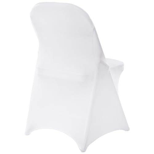 VEVOR White Stretch Spandex Chair Covers - 12 PCS, Folding Kitchen Chairs Cover, Universal Washable Slipcovers Protector, Removable Chair Seat Covers, for Wedding Party Dining Room Banquet Event