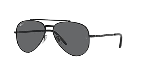 Ray-Ban RB3625 New Aviator Sunglasses, Black/Dark Grey, 55 mm