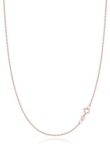 ONLVULF Solid 925 Sterling Silver Necklace for Women, 1.2mm Italian Silver Necklace Chain, Cable Chain Necklace Chains for Women, Thin & Dainty & Sturdy Rose Gold Women's Chain Necklaces, 14 Inch