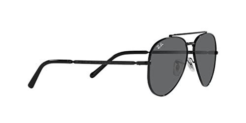 Ray-Ban RB3625 New Aviator Sunglasses, Black/Dark Grey, 55 mm