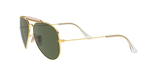 Ray-Ban RB3029 Outdoorsman II Aviator Sunglasses, Gold Rose/G-15 Green, 62 mm