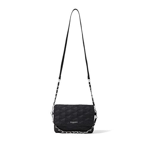 Baggallini Womens Flap Crossbody With Chain, Black Quilt, One Size US