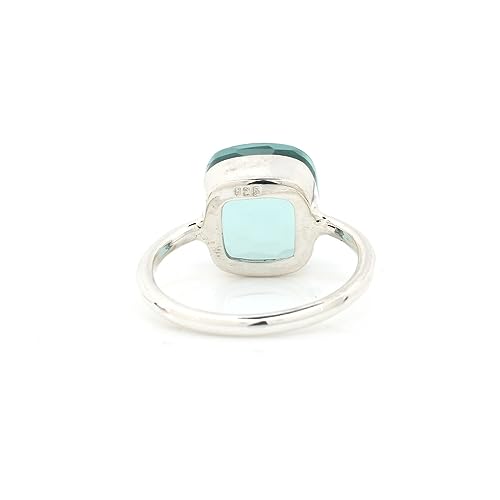 Simple Aquamarine Ring - Silver Statement Ring- Aqua Gemstone Silver Ring- Green Aquamarine Silver Ring- Wedding Silver Ring, Ring for Women