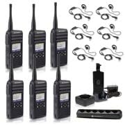 Motorola DTR700 Digital 2-Way Radio (50 Channels) (DTR700) + Multi-Unit Charger + 6 x Motorola HKLN4604 PTT Earpiece (6-Pack)