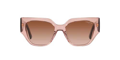 Vogue Eyewear Woman Sunglasses Transparent Pink Frame, Brown Gradient Lenses, 52MM