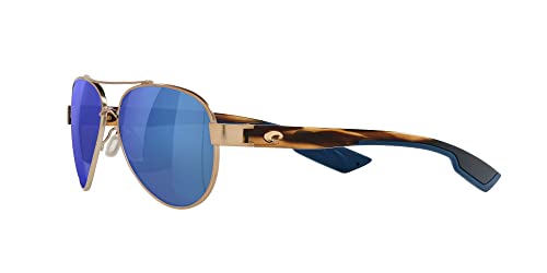 Costa Del Mar Womens Loreto Aviator Sunglasses, Golden Pearl/Polarized Blue Mirrored 580P, 56 mm