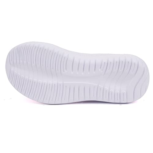 Toandon Girls Kids Sneakers Glitter Shoes Breathable Lightweight Elastic Band Athletic Running Walking Sparkle Glimmer Fashion Outdoor Child Strap White Size 1
