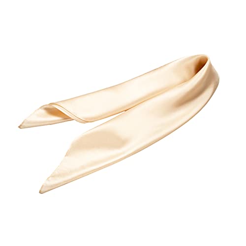 100% Pure Mulberry Silk Scarf for Women 21"Square Satin Head Hair Neck Scarves Luxury Small Lightweight Light Beige Neckerchief